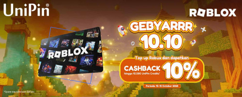 Gebyarrr 10.10: Top Up Robux di UniPin dan Dapatkan Cashback 10%!